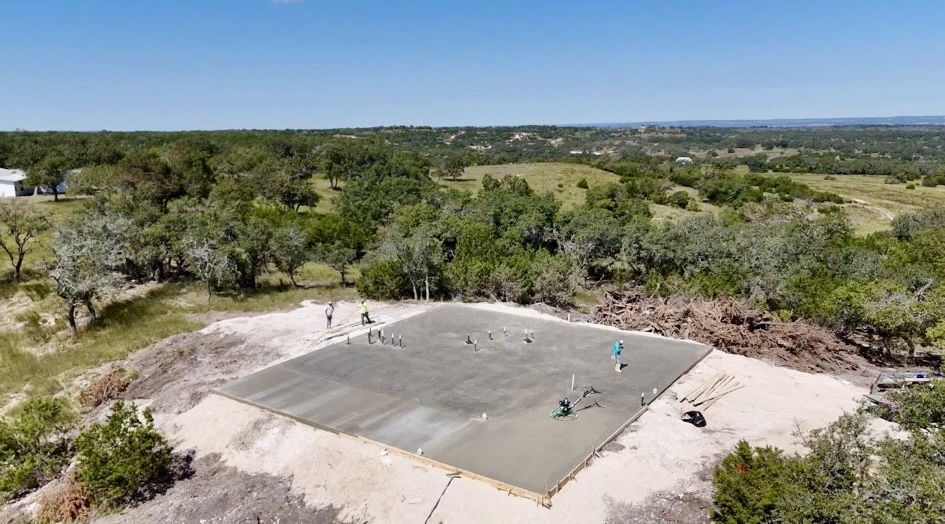 aerial view concrete slab